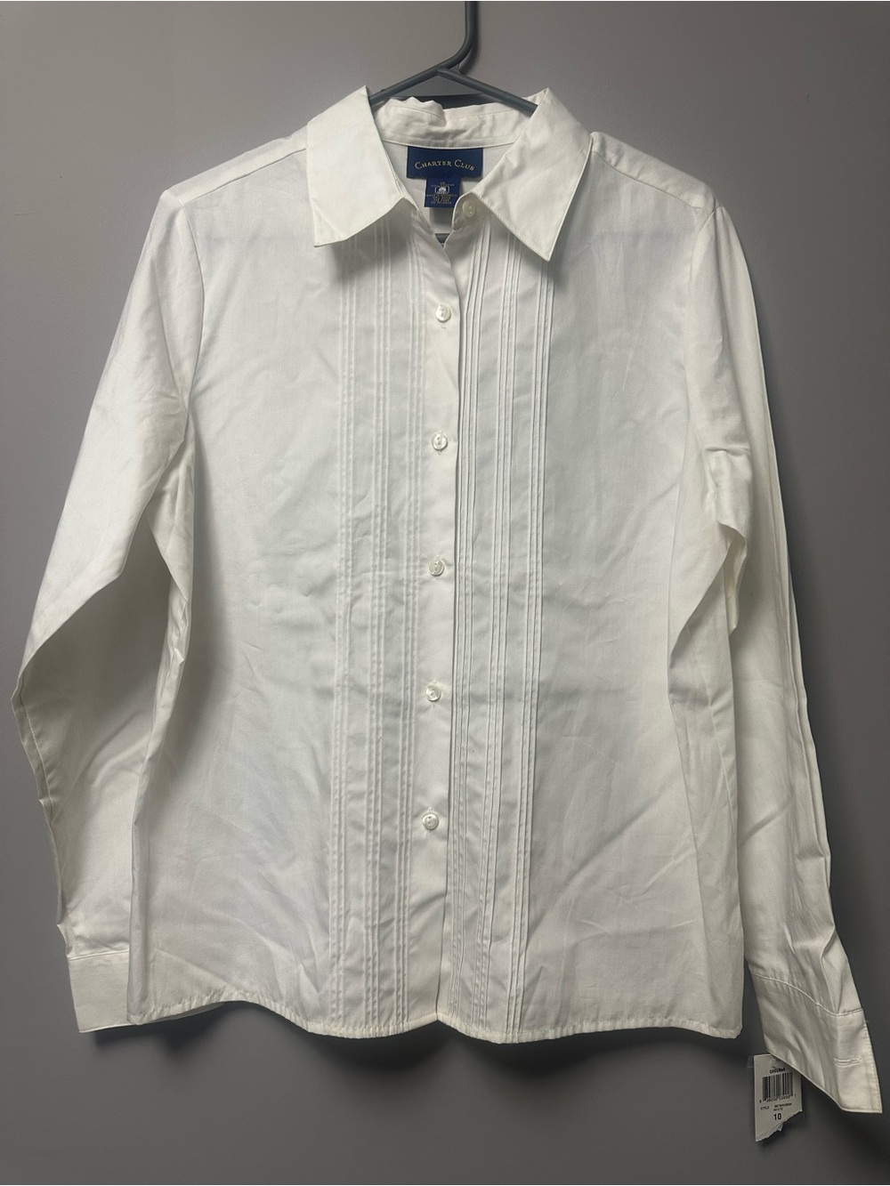 Charter Club White Pleated Front Dress Shirt